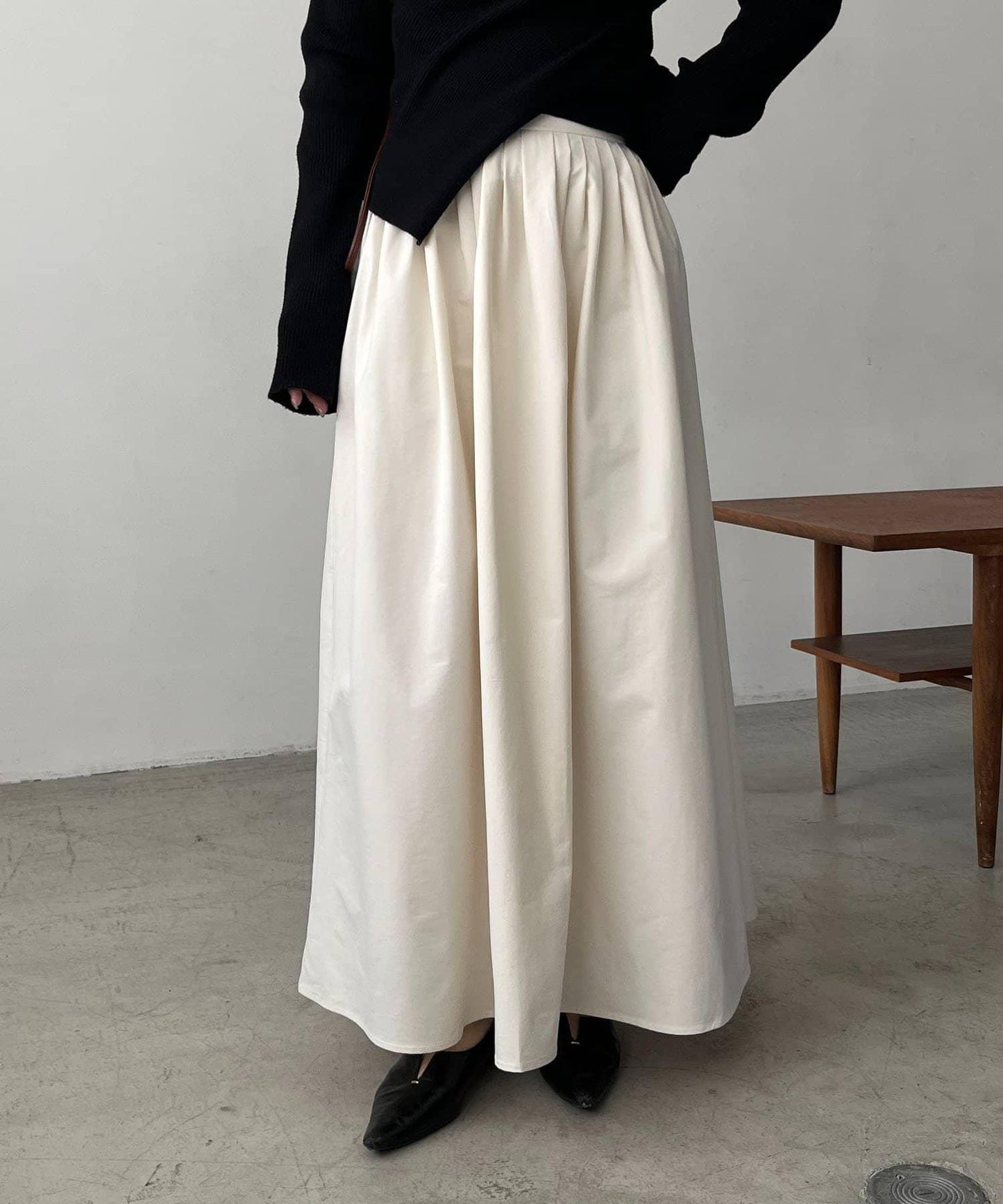 褶襉傘擺半身裙