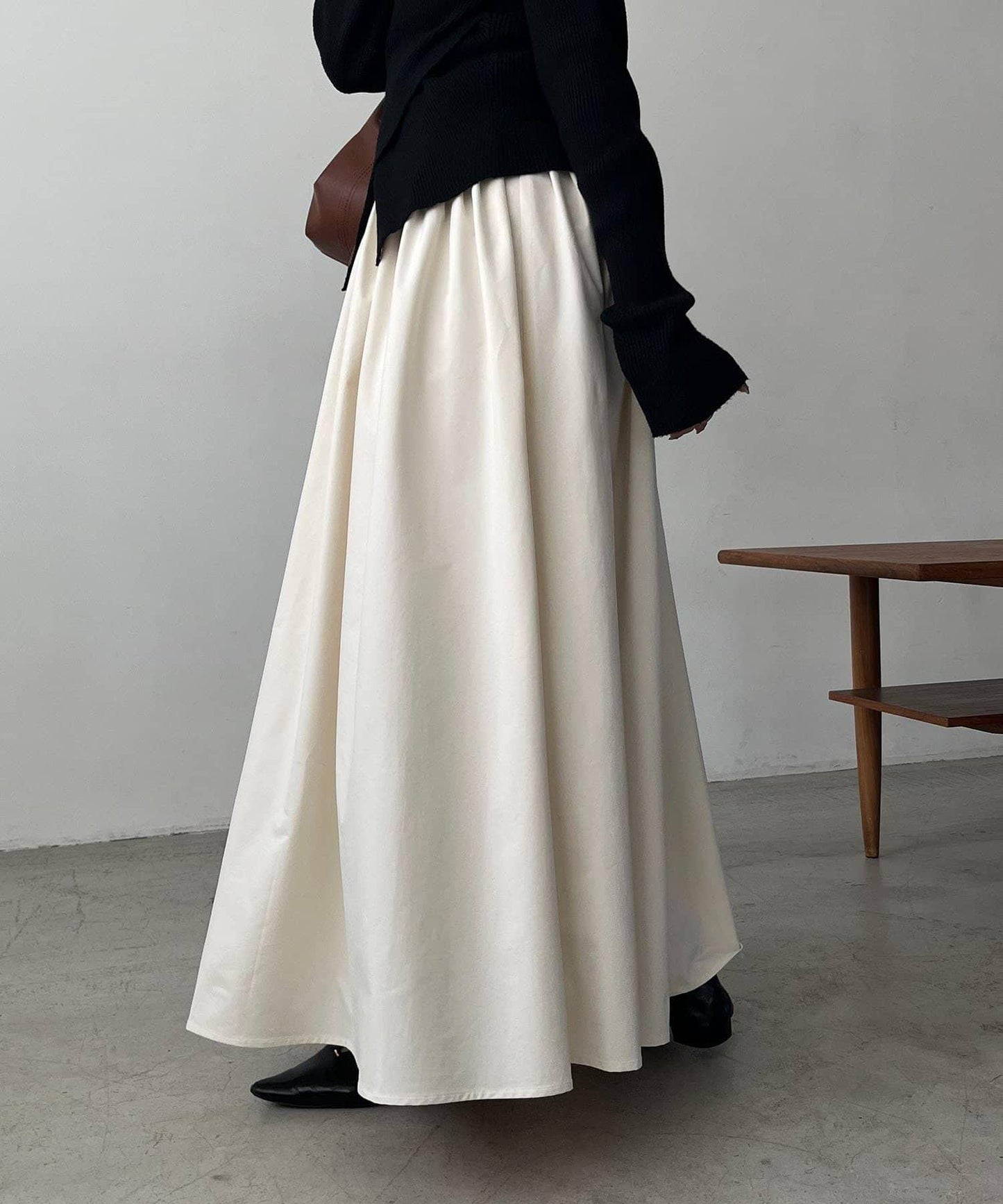 褶襉傘擺半身裙