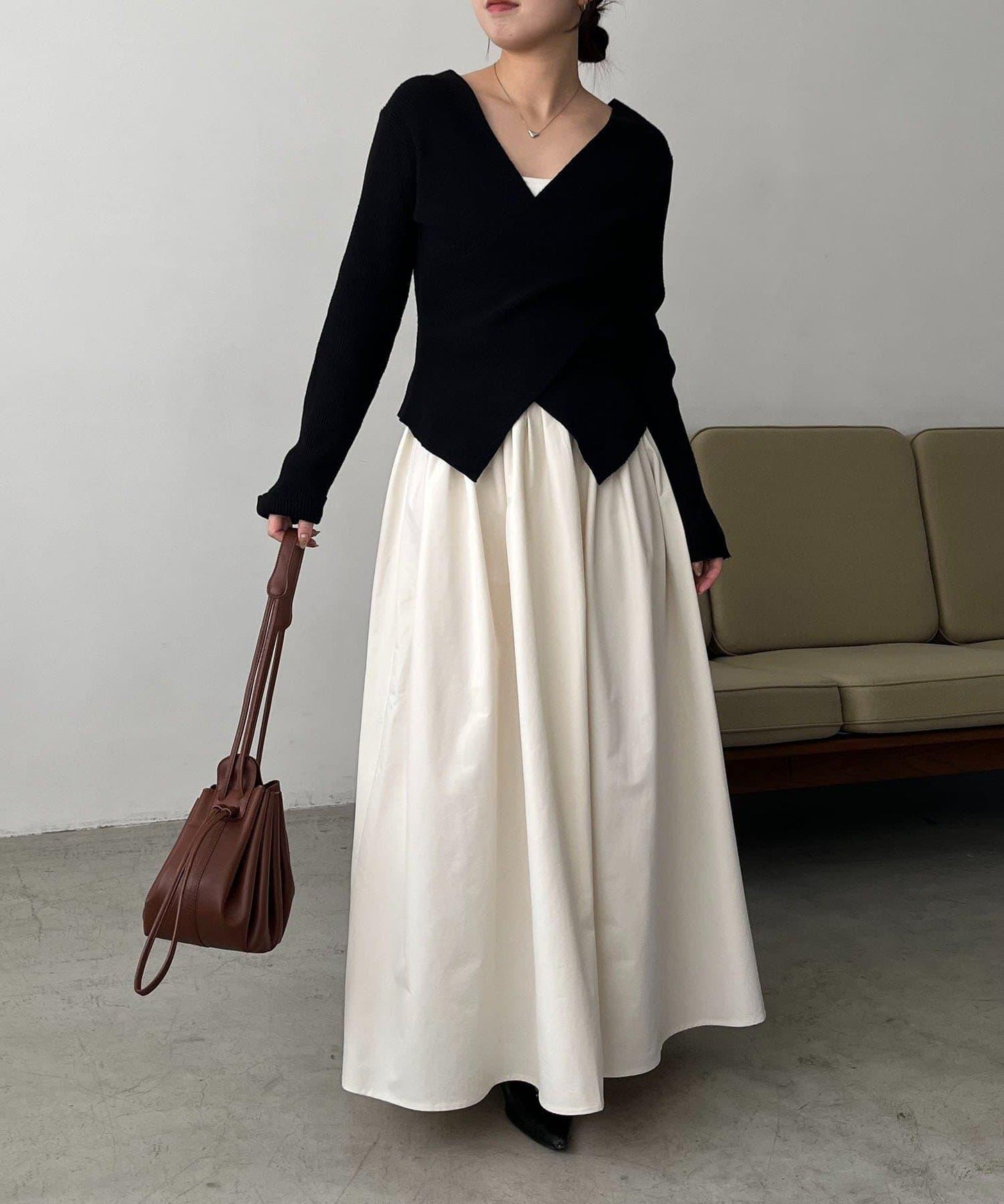 褶襉傘擺半身裙