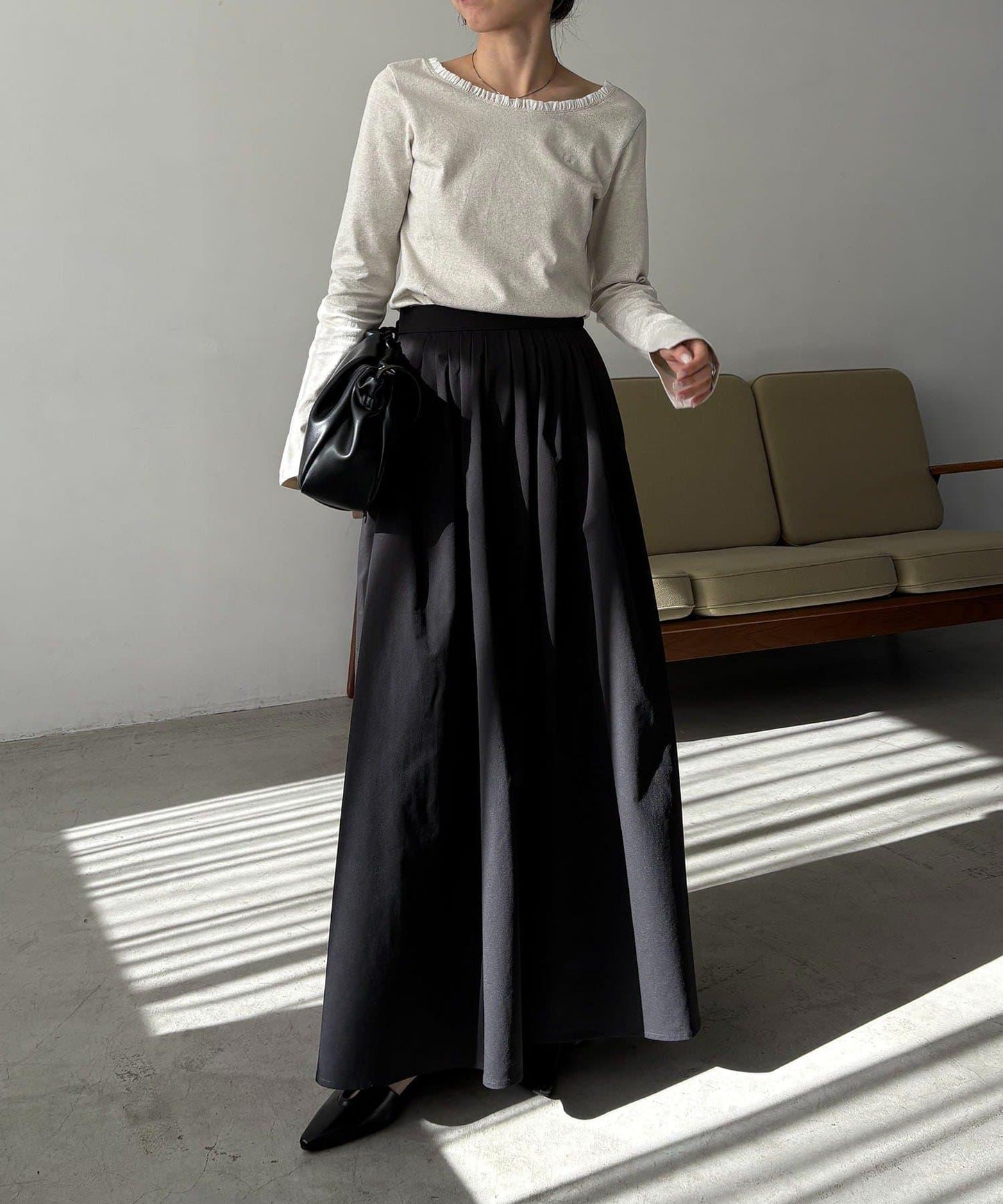 褶襉傘擺半身裙