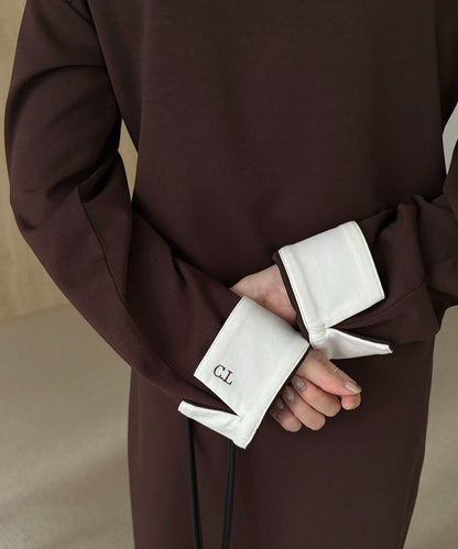 含低身高尺碼 C.L 拼色Polo領針織連衣裙