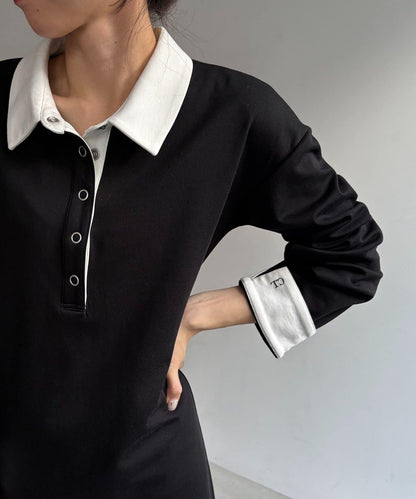 CAPRICIEUX LE'MAGE 〈C.L〉 拼色Polo設計 連衣裙