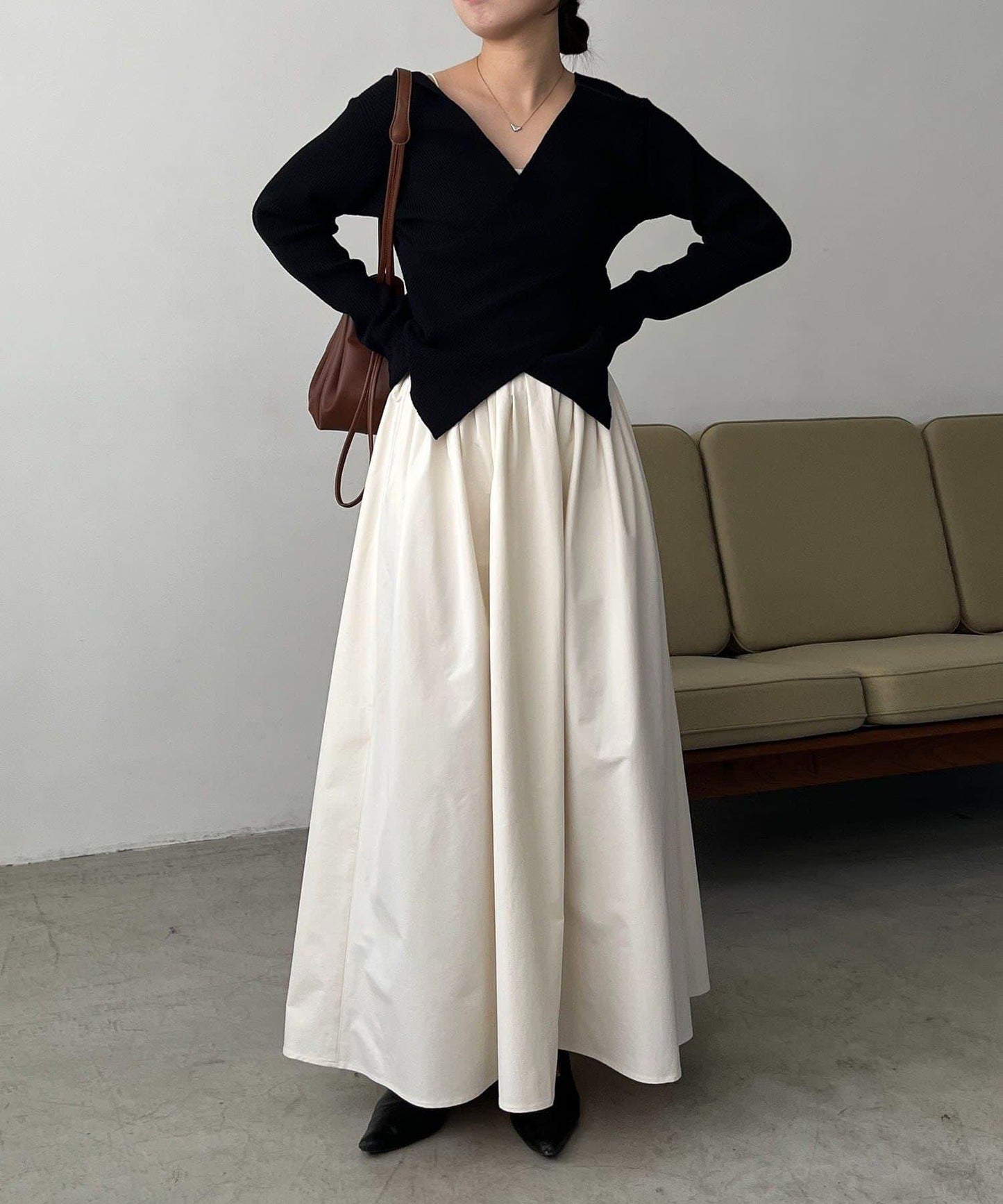 褶襉傘擺半身裙