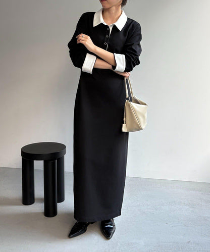 CAPRICIEUX LE'MAGE 〈C.L〉 拼色Polo設計 連衣裙