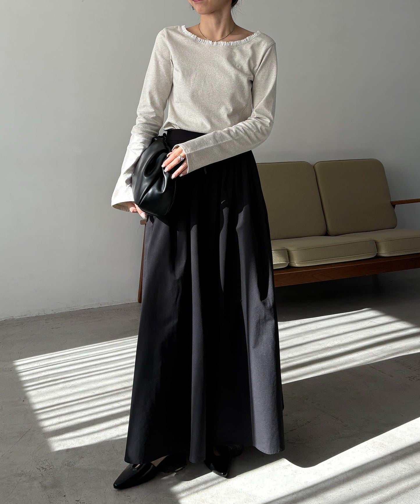 褶襉傘擺半身裙