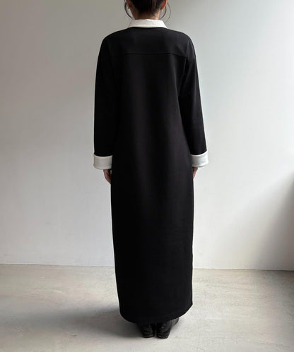 含低身高尺碼 C.L 拼色Polo領針織連衣裙