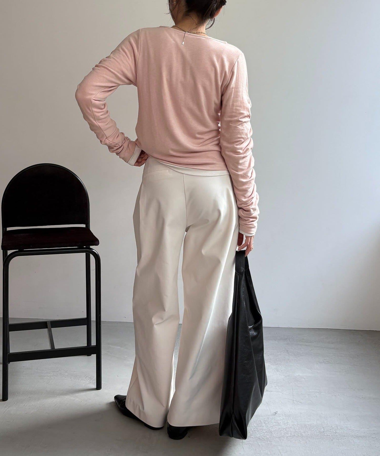 內搭SET 袖部抽褶 亨利領 T恤