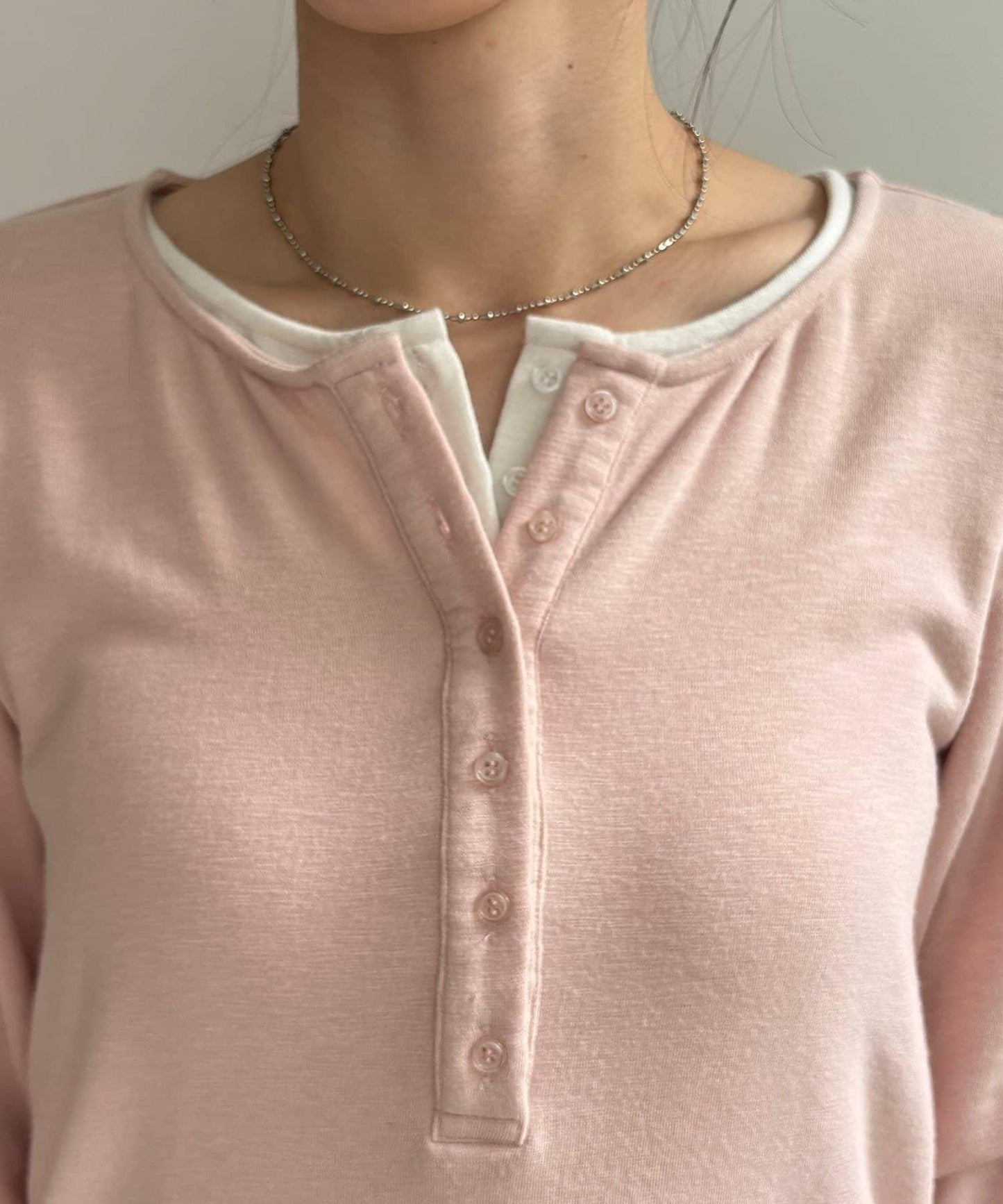 內搭SET 袖部抽褶 亨利領 T恤