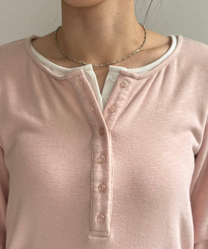 內搭SET 袖部抽褶 亨利領 T恤