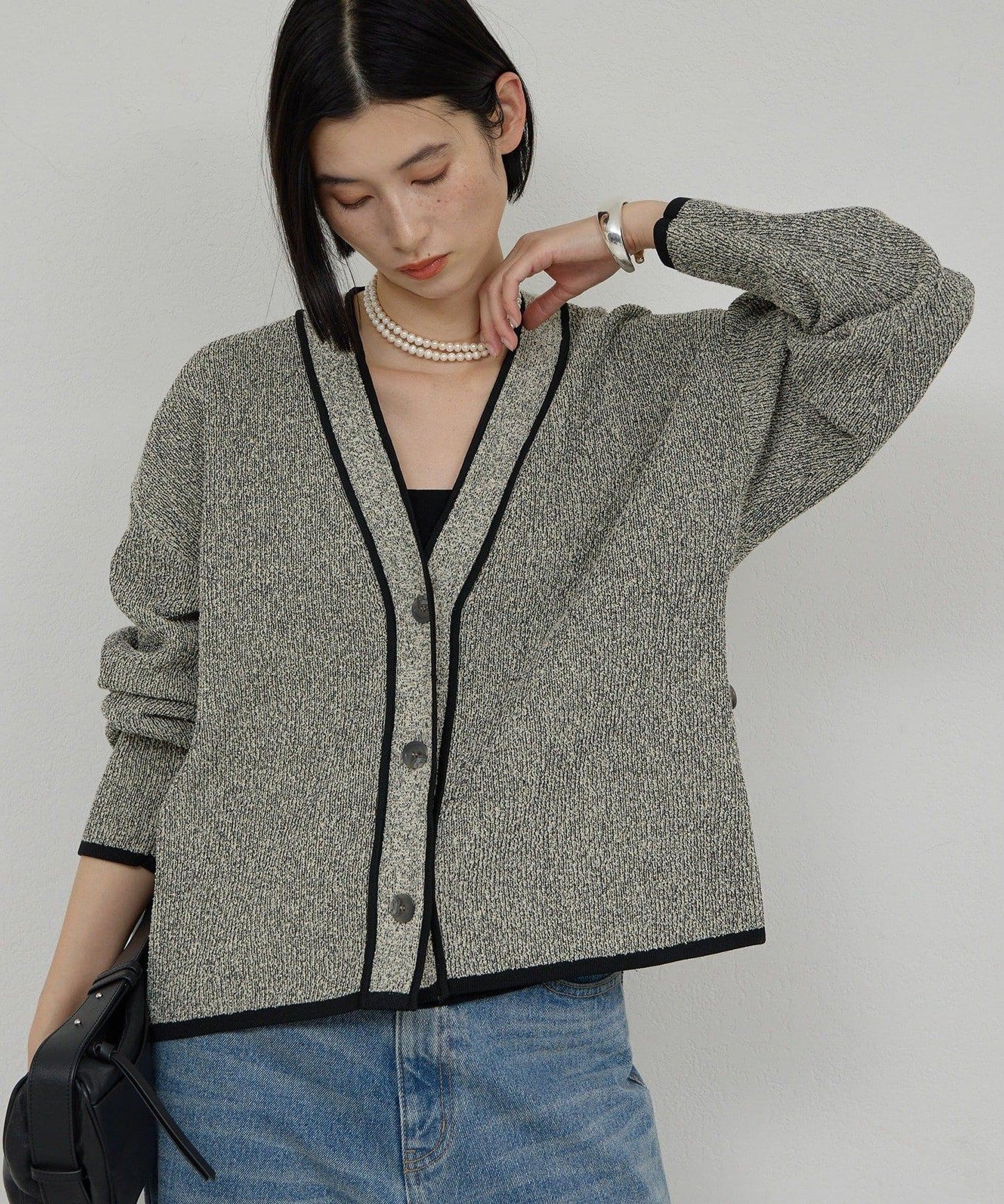 可手洗 花呢紋 針織開衫