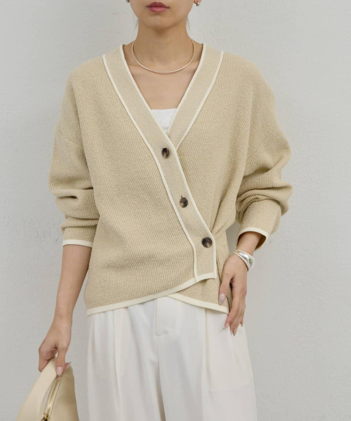 可手洗 花呢紋 針織開衫