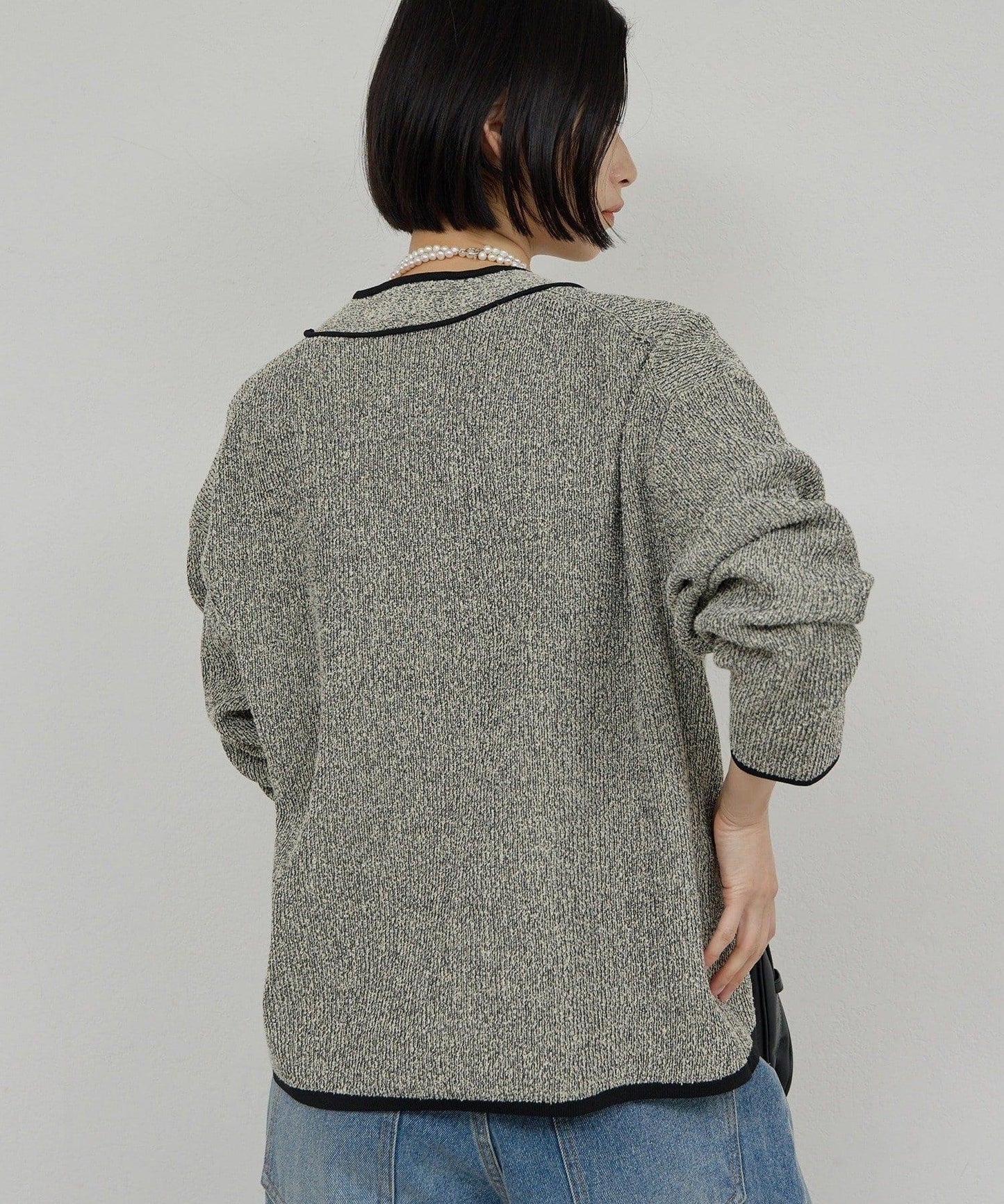 可手洗 花呢紋 針織開衫