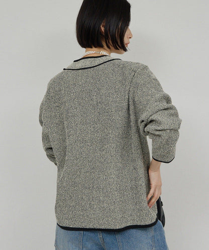 可手洗 花呢紋 針織開衫