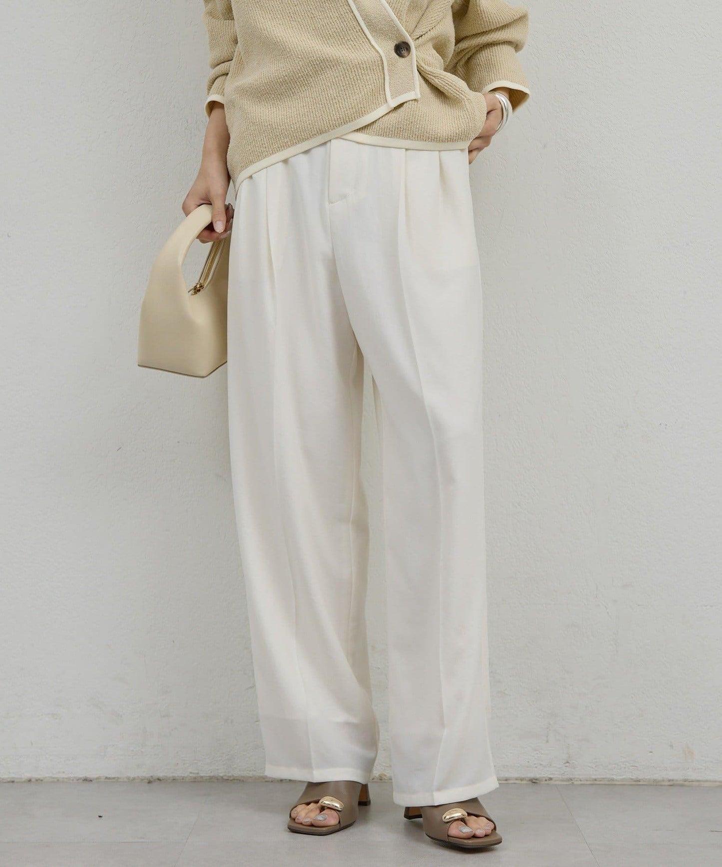 ガランテ定番 輕質針織闊腿褲