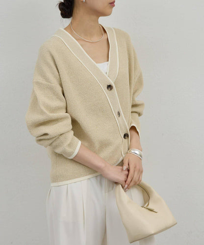 可手洗 花呢紋 針織開衫