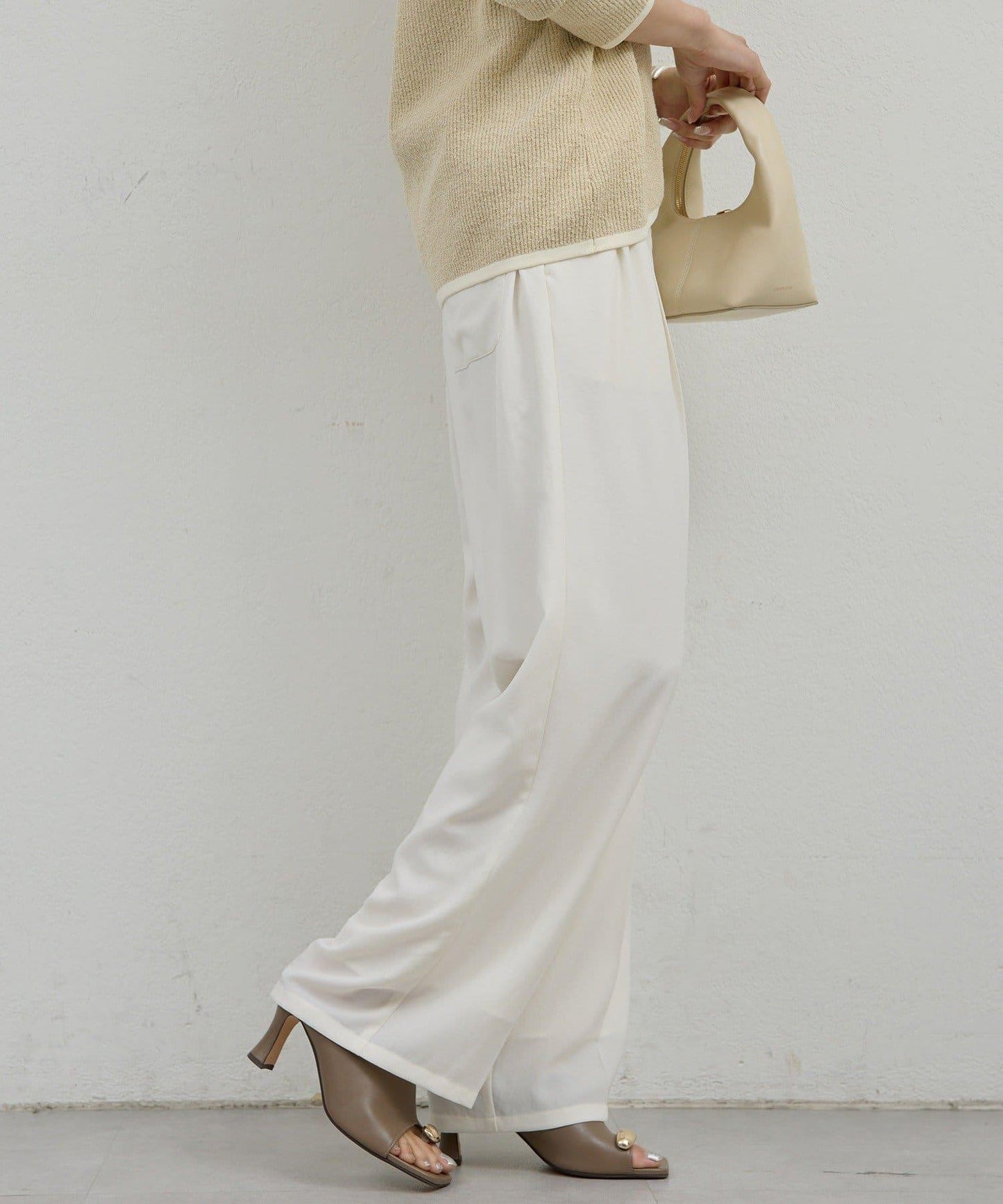 ガランテ定番 輕質針織闊腿褲