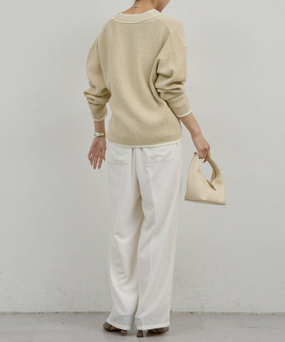 ガランテ定番 輕質針織闊腿褲