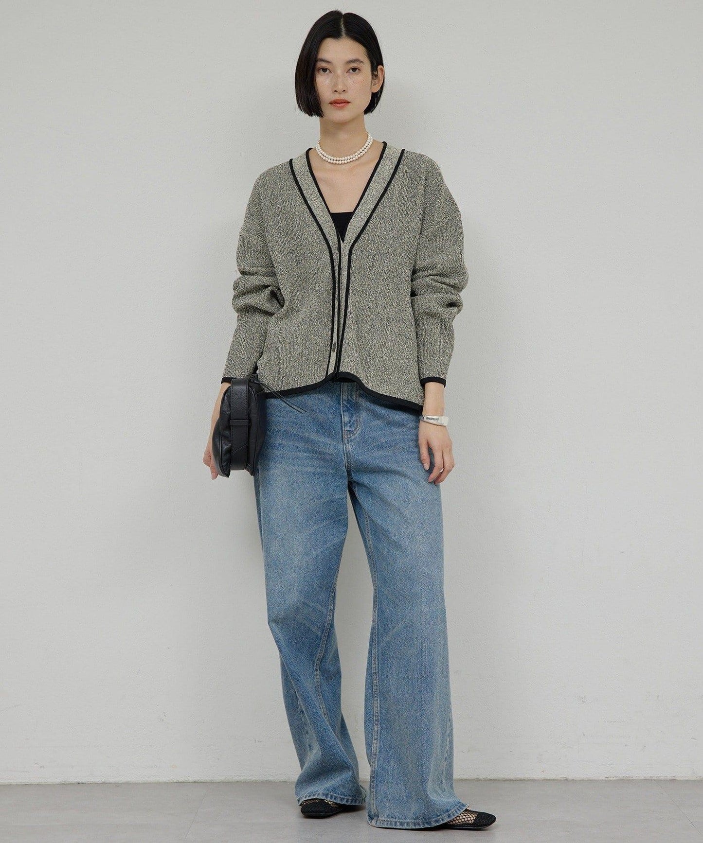 可手洗 花呢紋 針織開衫