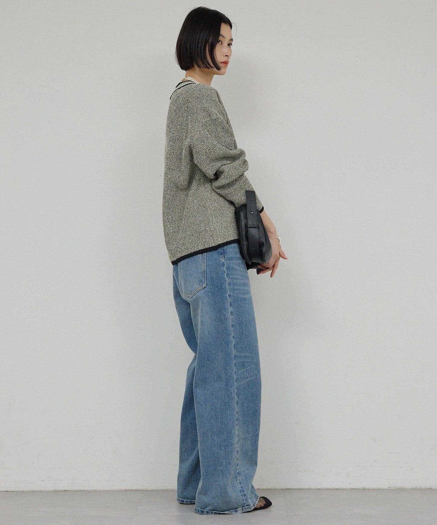 可手洗 花呢紋 針織開衫