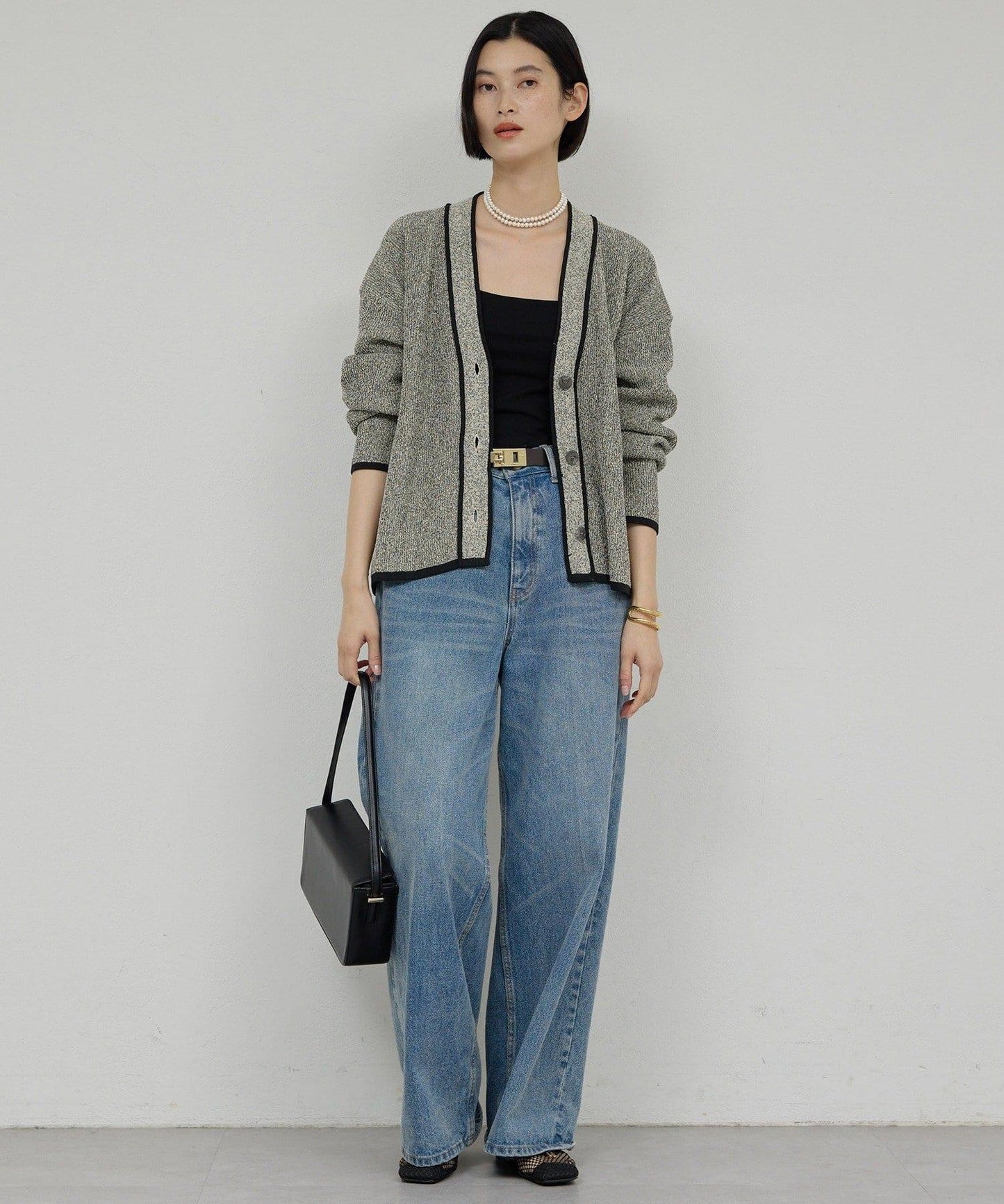 可手洗 花呢紋 針織開衫