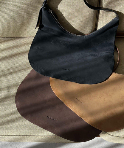 半圓造型 牛巴革 單肩包