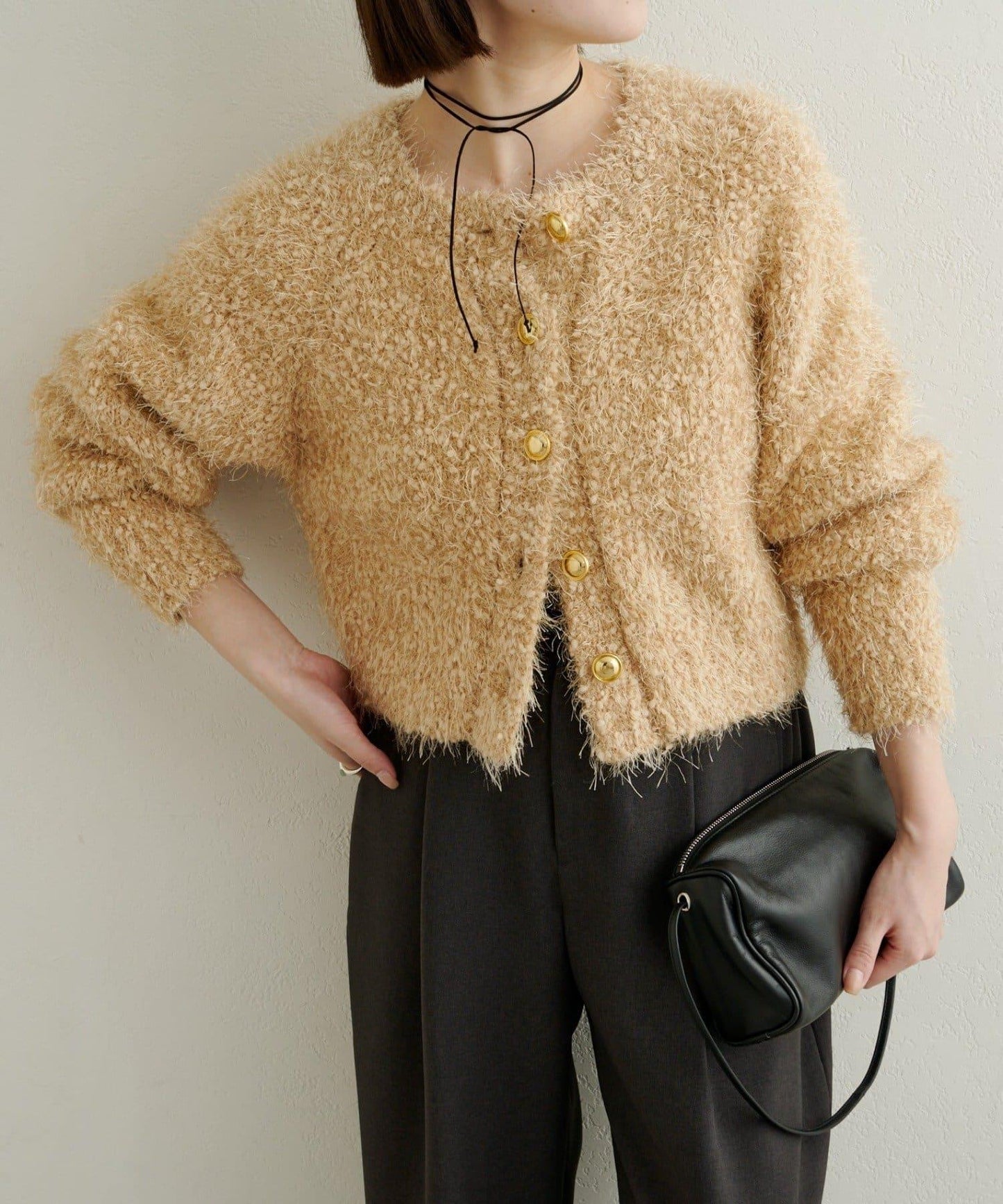 Omekashi 亮絲摩爾針織開衫