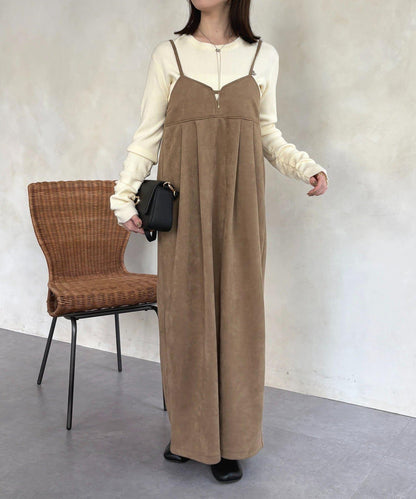 仿麂皮 背心風 吊帶連衣裙