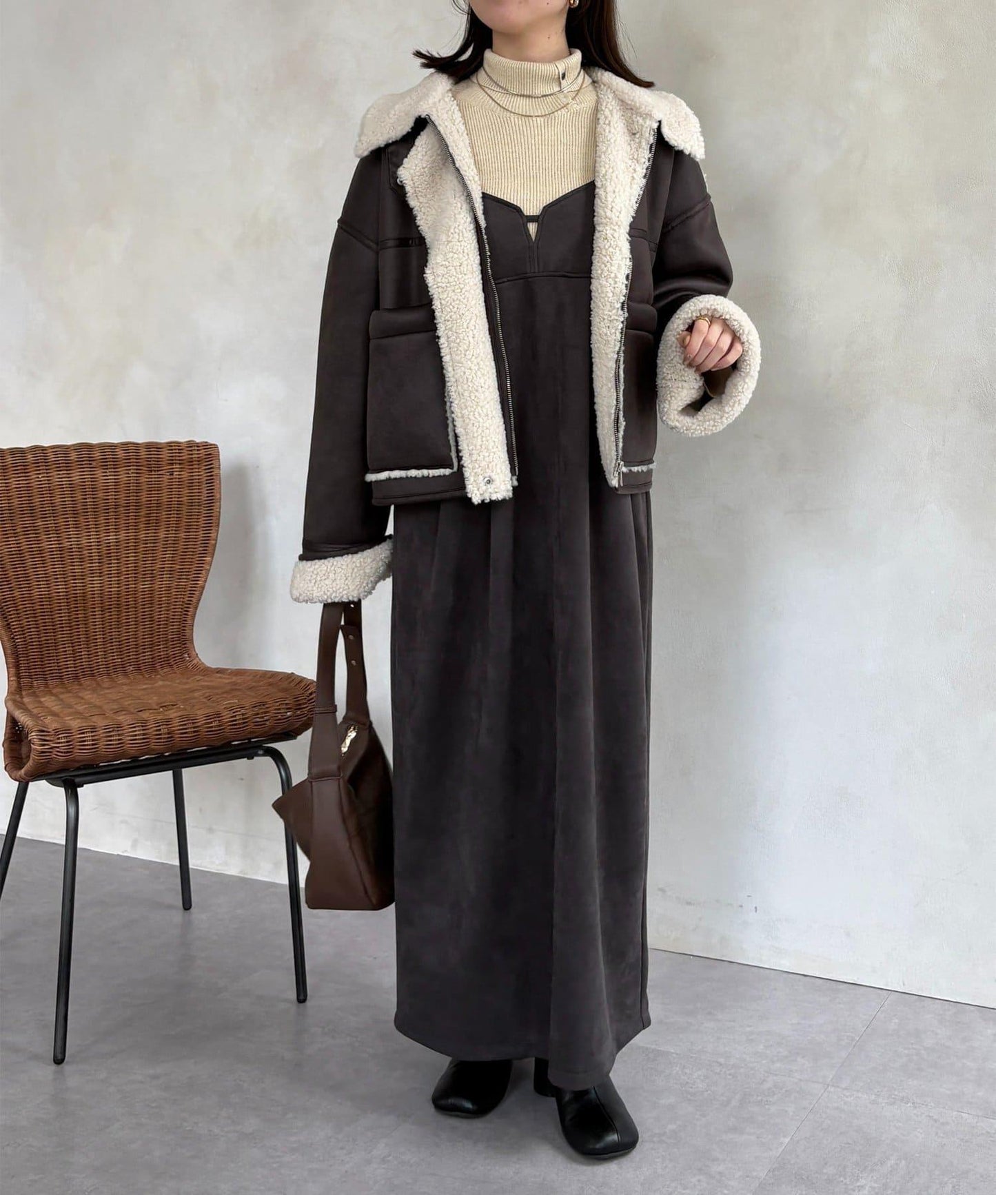 仿麂皮 背心風 吊帶連衣裙