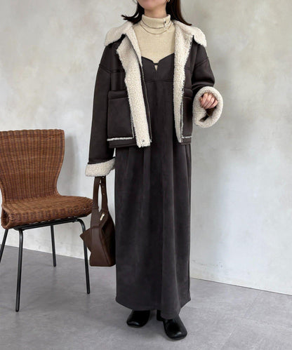 仿麂皮 背心風 吊帶連衣裙