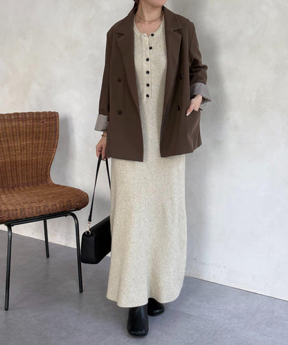 亨利領羅紋針織連衣裙