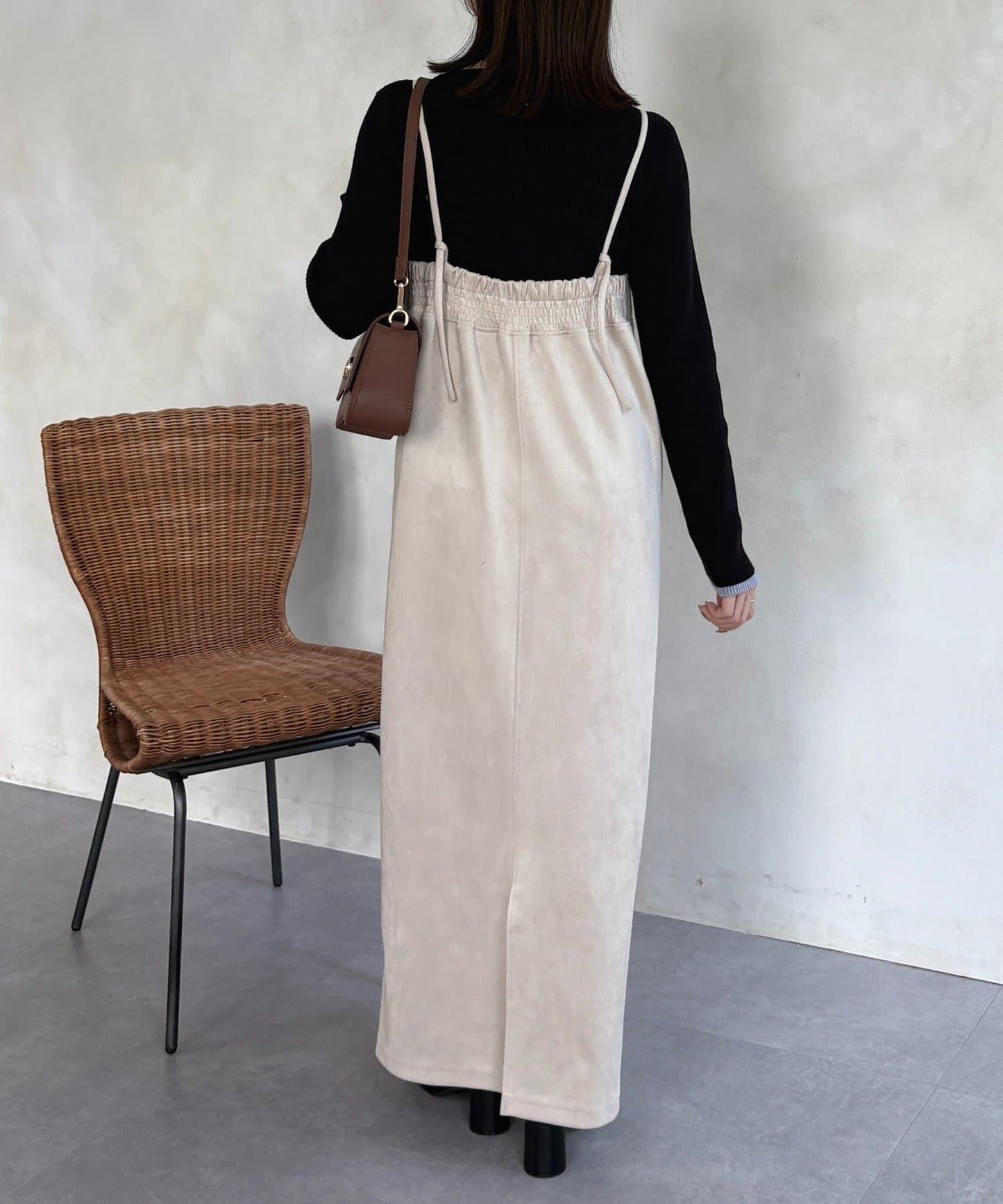 仿麂皮 背心風 吊帶連衣裙