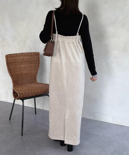 仿麂皮 背心風 吊帶連衣裙