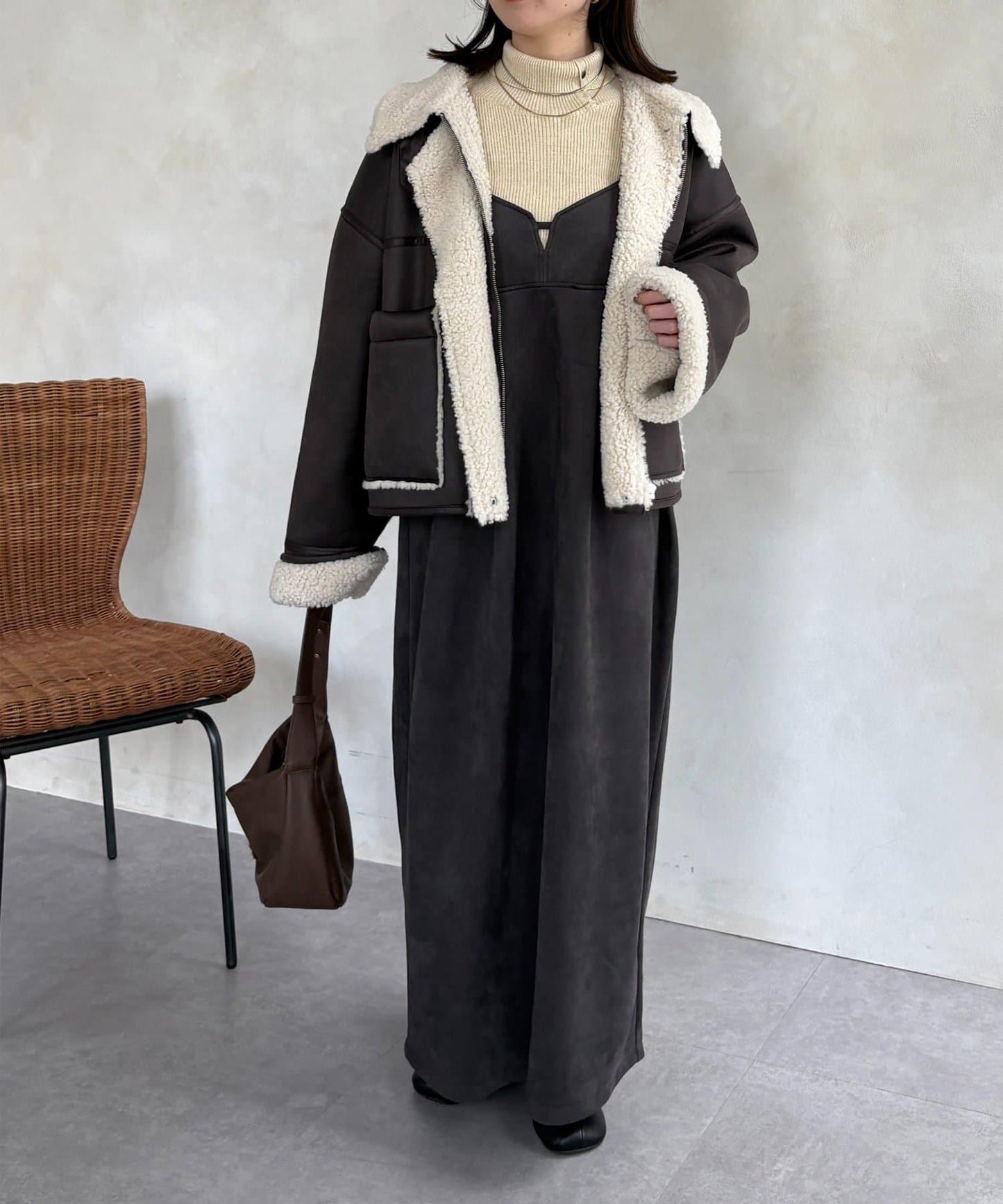 仿麂皮 背心風 吊帶連衣裙