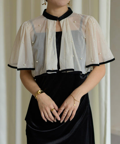 鑲鑽短款披肩 × 天鵝絨吊帶連衣裙 套裝