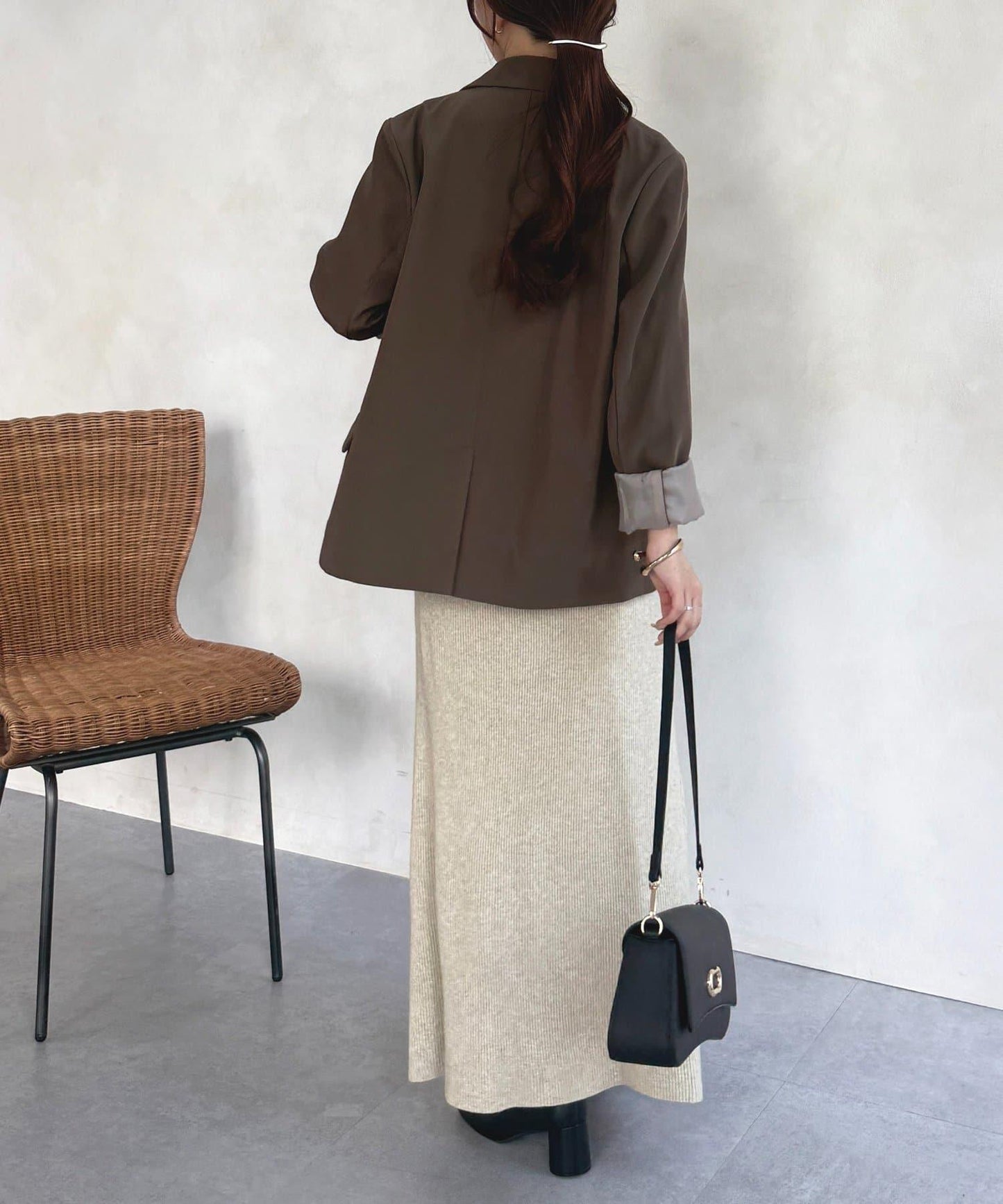 亨利領羅紋針織連衣裙