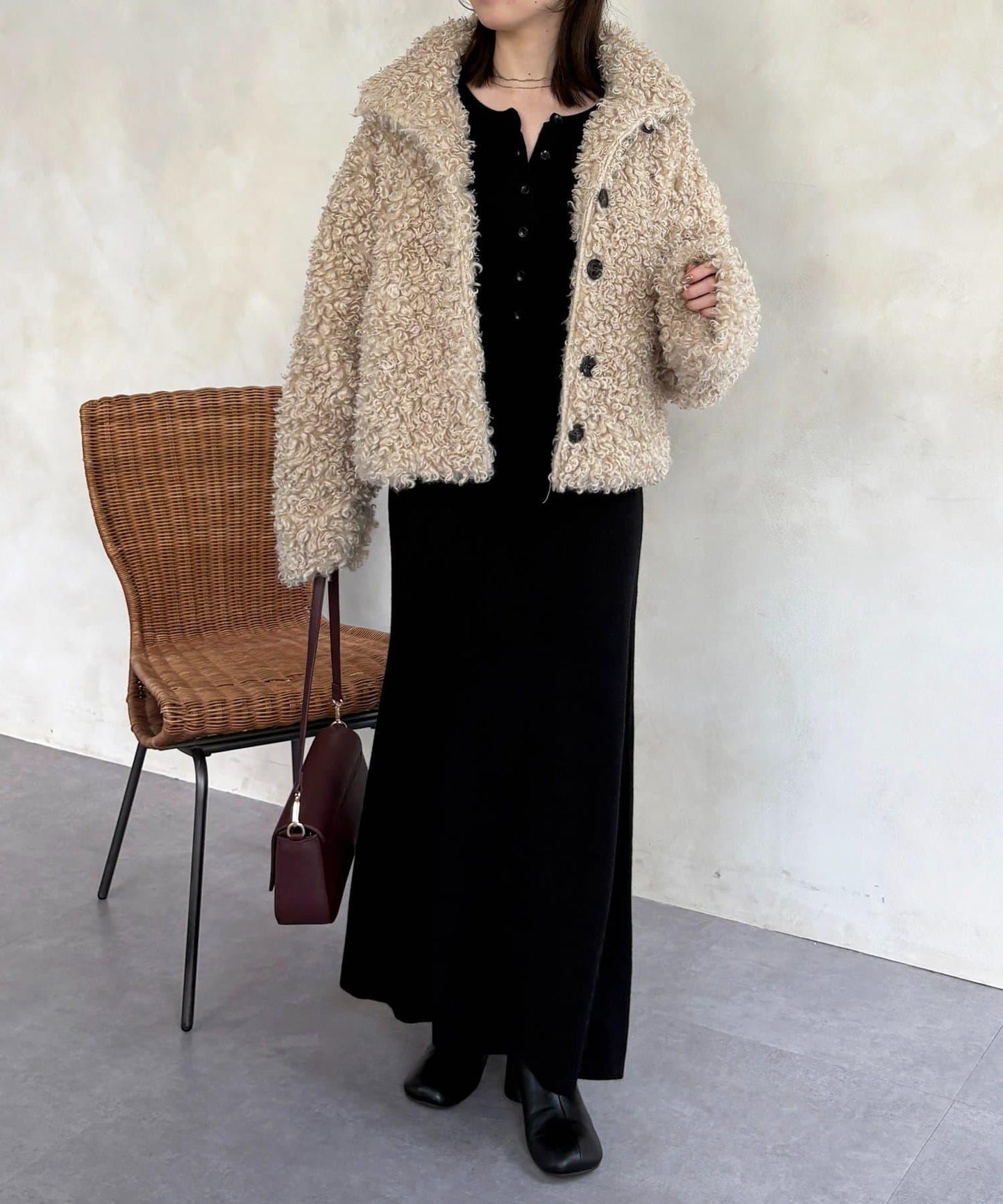 亨利領羅紋針織連衣裙