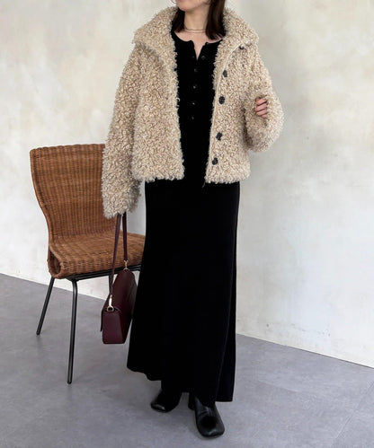 亨利領羅紋針織連衣裙