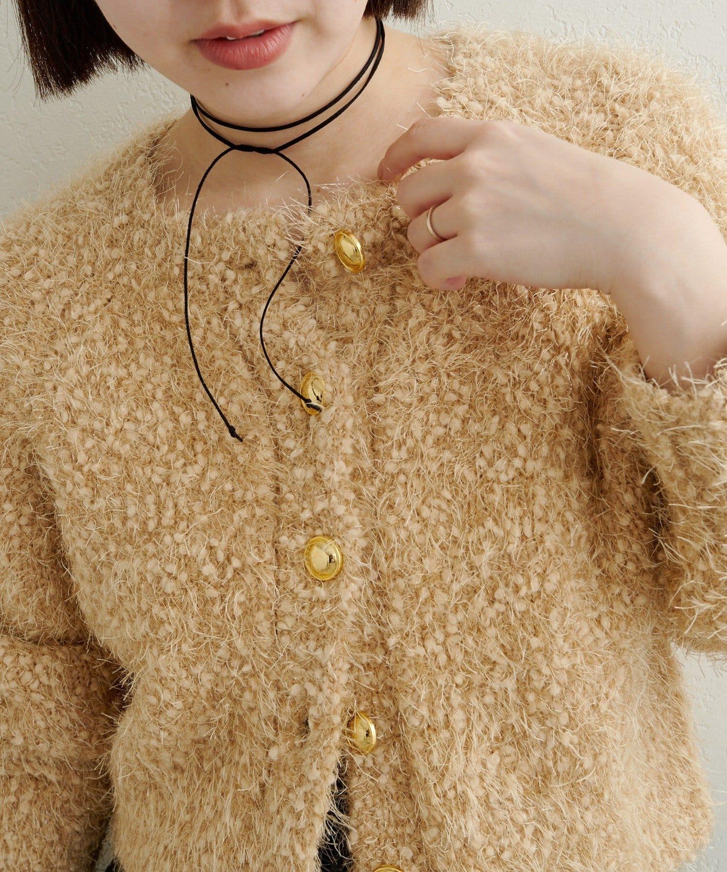 Omekashi 亮絲摩爾針織開衫