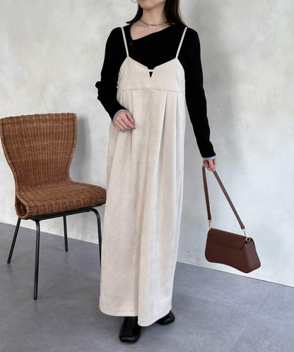 仿麂皮 背心風 吊帶連衣裙