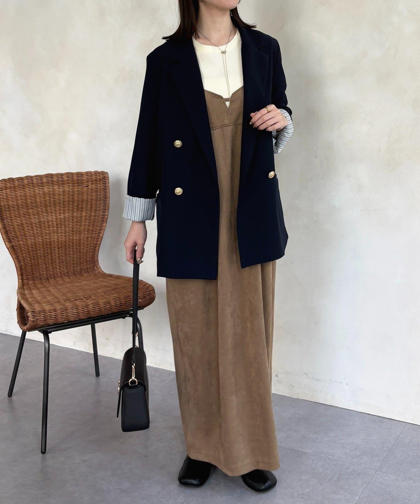 仿麂皮 背心風 吊帶連衣裙