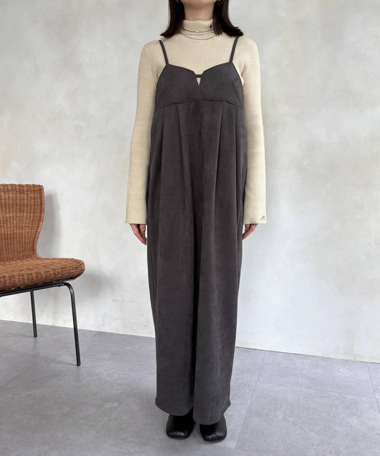 仿麂皮 背心風 吊帶連衣裙