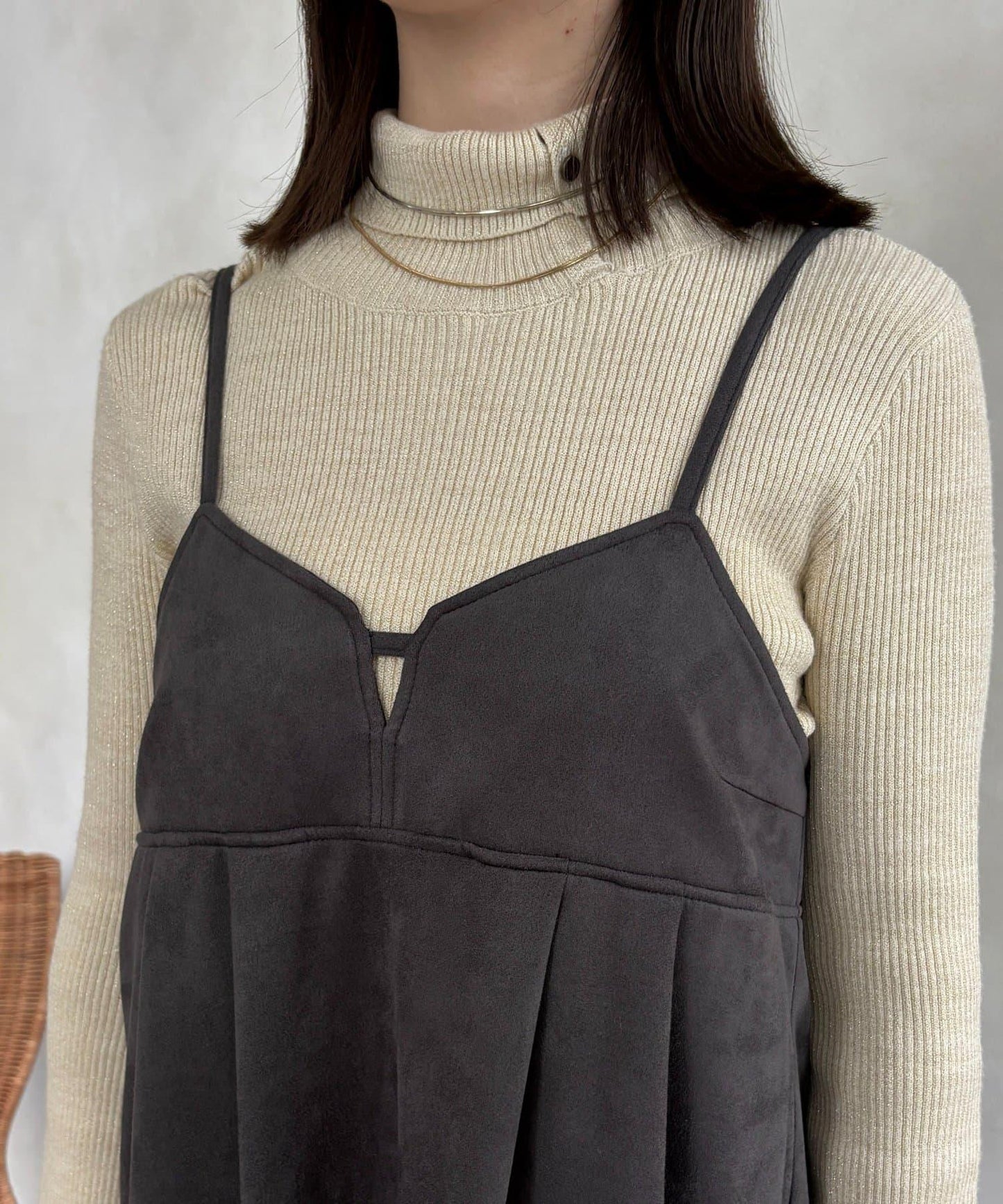 仿麂皮 背心風 吊帶連衣裙