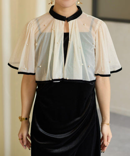 鑲鑽短款披肩 × 天鵝絨吊帶連衣裙 套裝