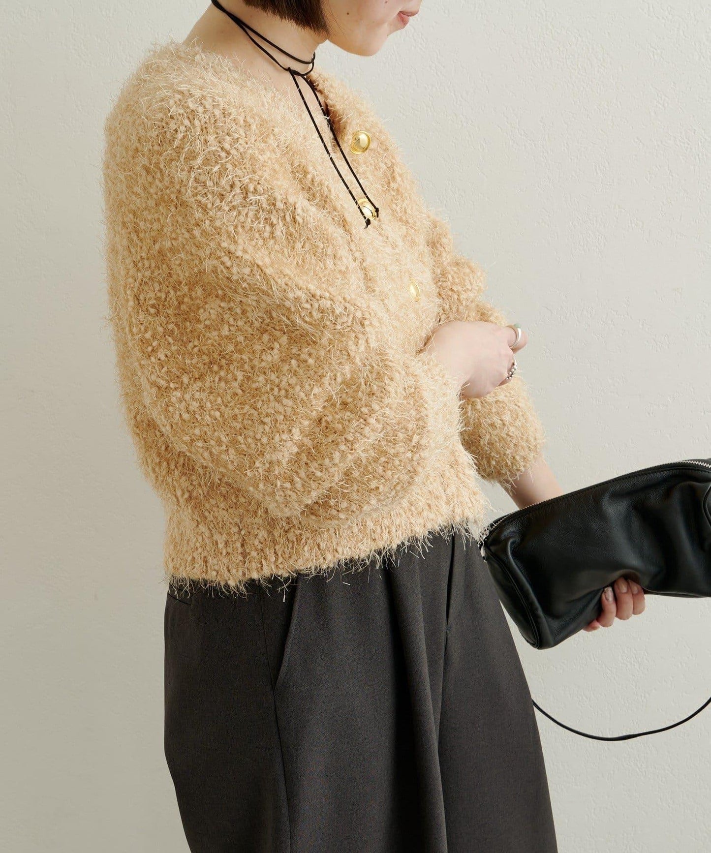 Omekashi 亮絲摩爾針織開衫