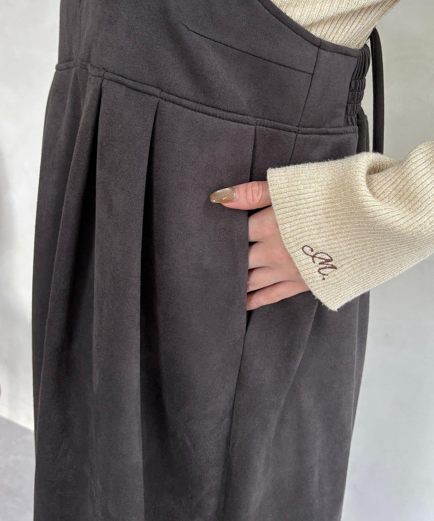 仿麂皮 背心風 吊帶連衣裙