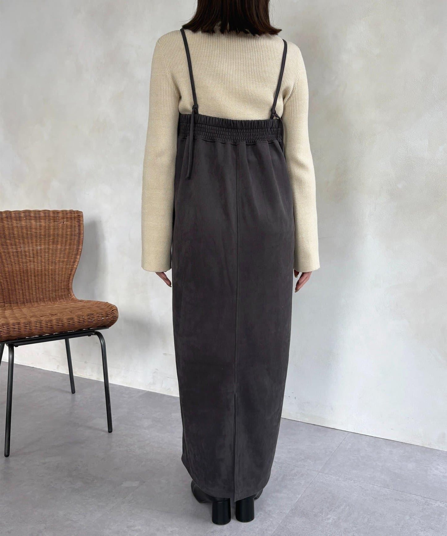 仿麂皮 背心風 吊帶連衣裙