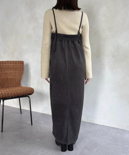 仿麂皮 背心風 吊帶連衣裙