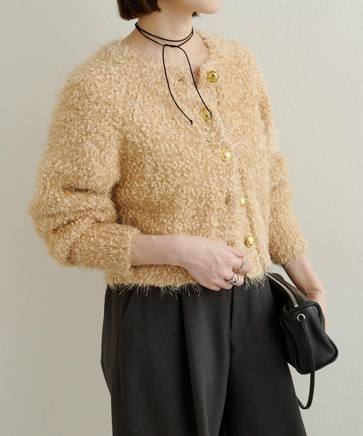 Omekashi 亮絲摩爾針織開衫