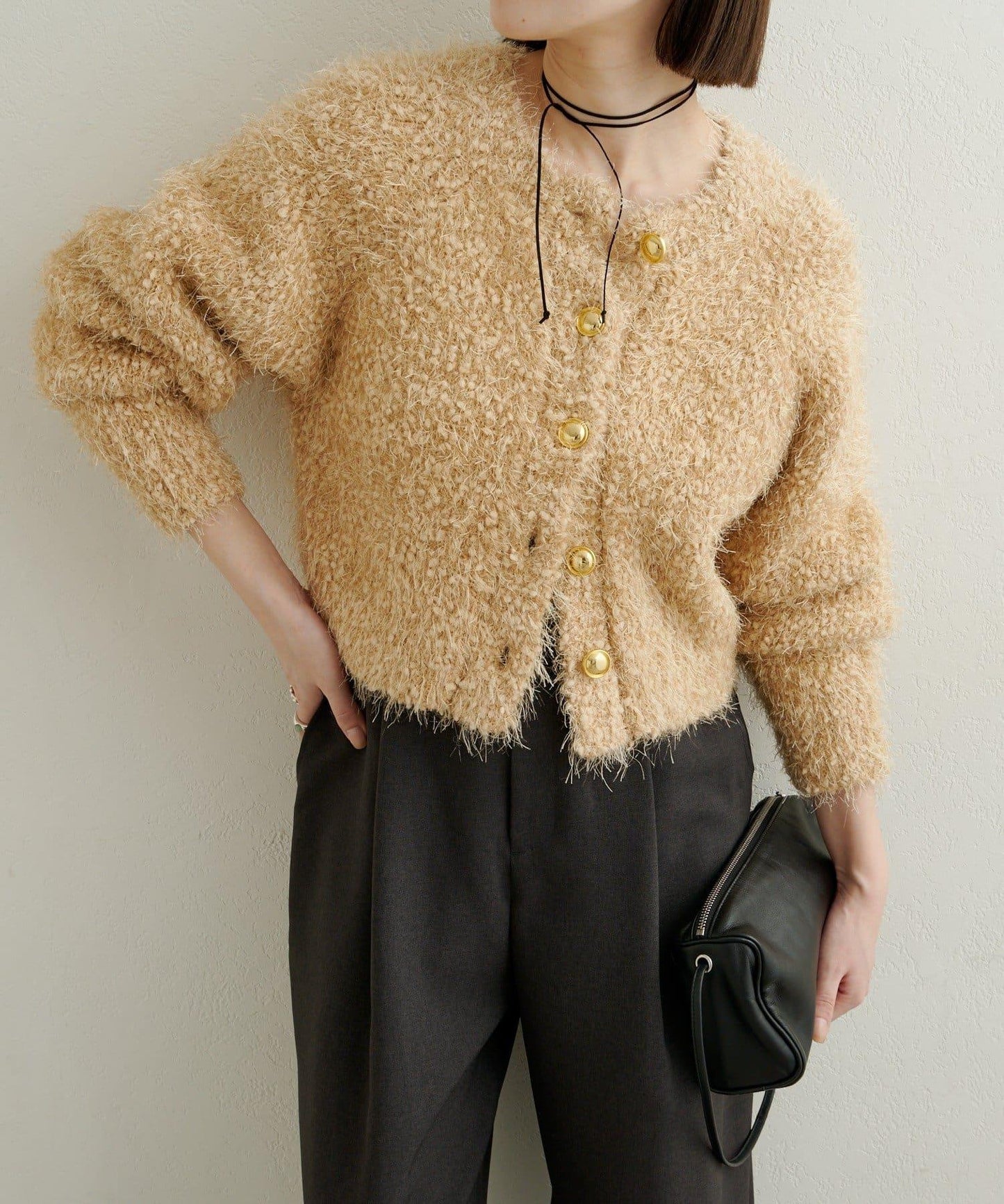 Omekashi 亮絲摩爾針織開衫