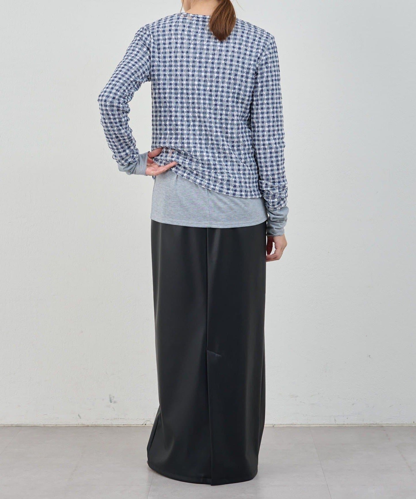 蕾絲格紋設計 套頭上衣（款）